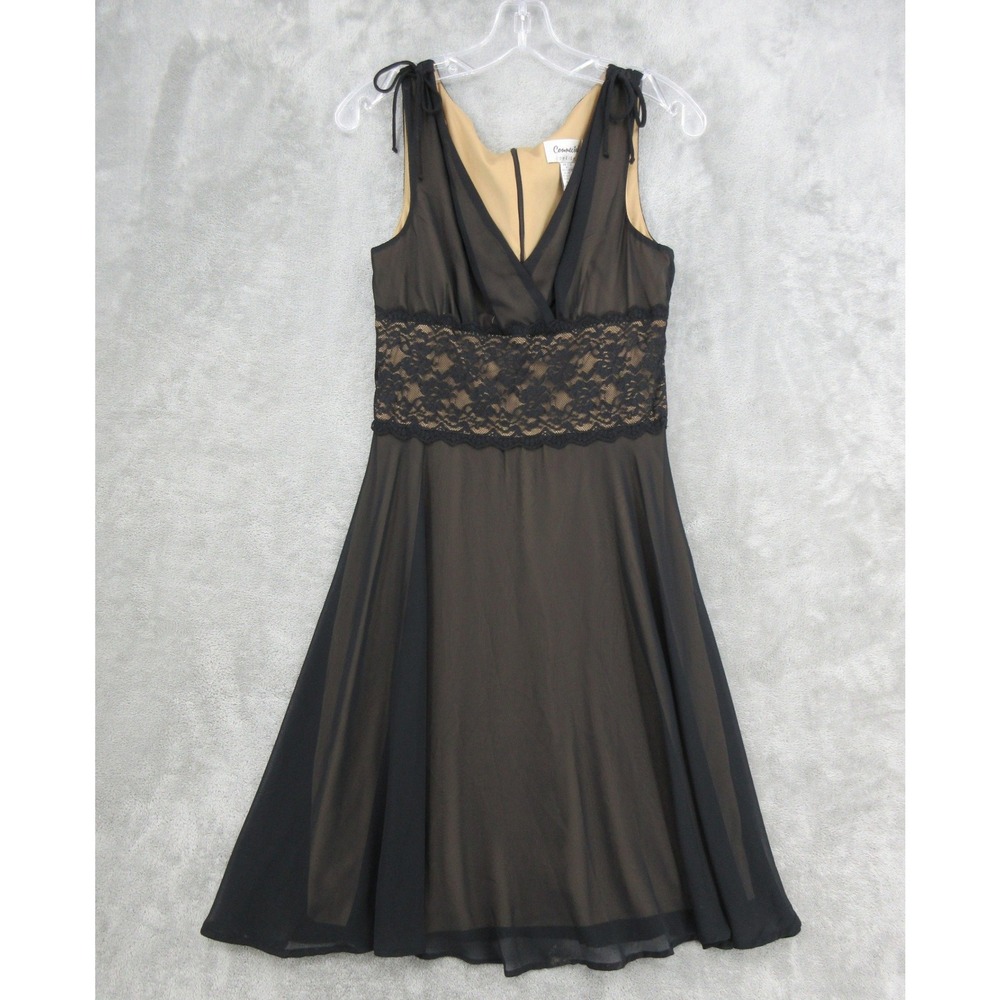 Connected Dress Womens Size 8 Petite Babydoll 90s Tie Sheer Whimsigoth Y2K Black